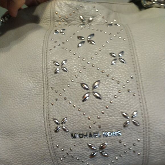 Michael Kors Gray Studded Leather Purse Shoulder bag - Picture 3 of 12